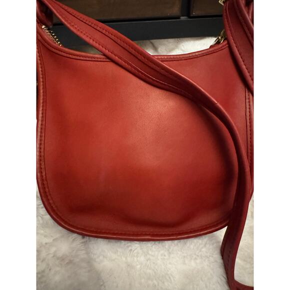 Coach Gorgeous RED Crescent Vintage Janice glove tanned leather 90s USA - Picture 7 of 10